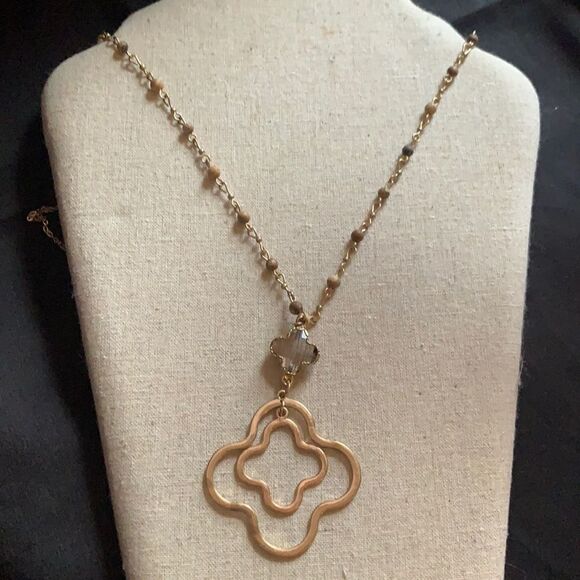 New Gold and brown chain sparkle necklace - Picture 1 of 3